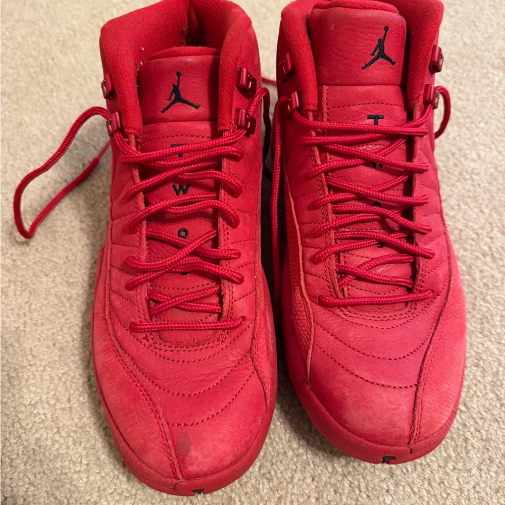Jordan 12 Red High-Top Sneakers with Iconic Design NO BOX